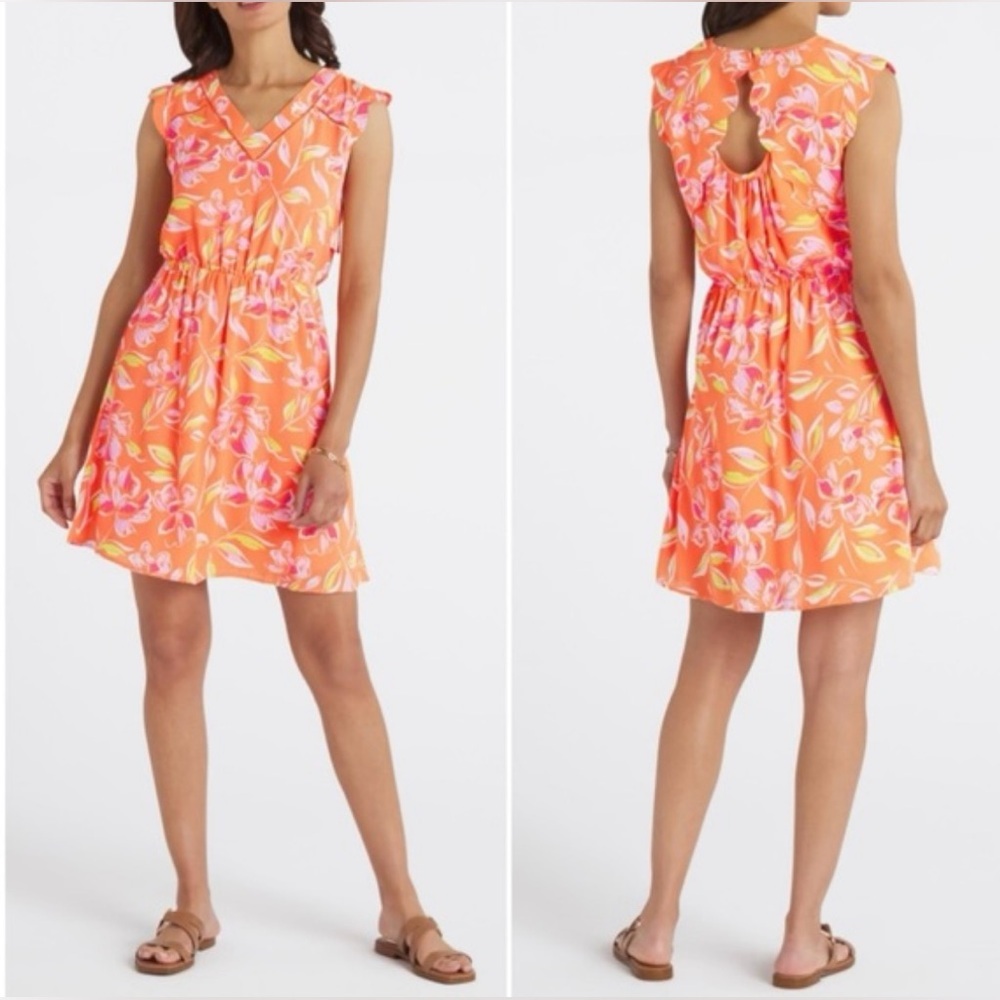 41 Hawthorn Vibrant Floral Mini Dress in Orange and Pink